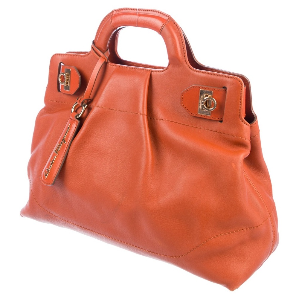 Salvatore Ferragamo Orange Leather Gancio Tote - Picture 3 of 5